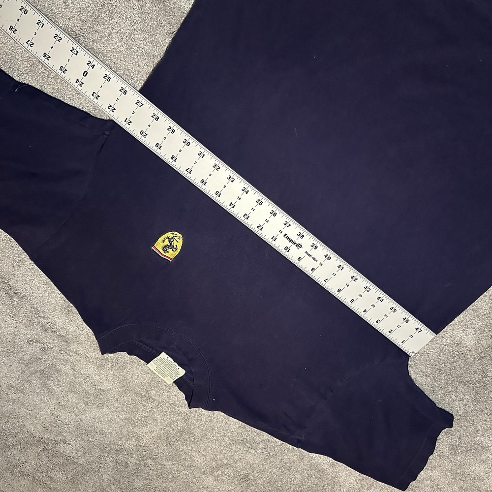 Vintage Ferrari T-shirt Mens Size XL Navy Blue Big Silver Logo - Picture 6 of 8